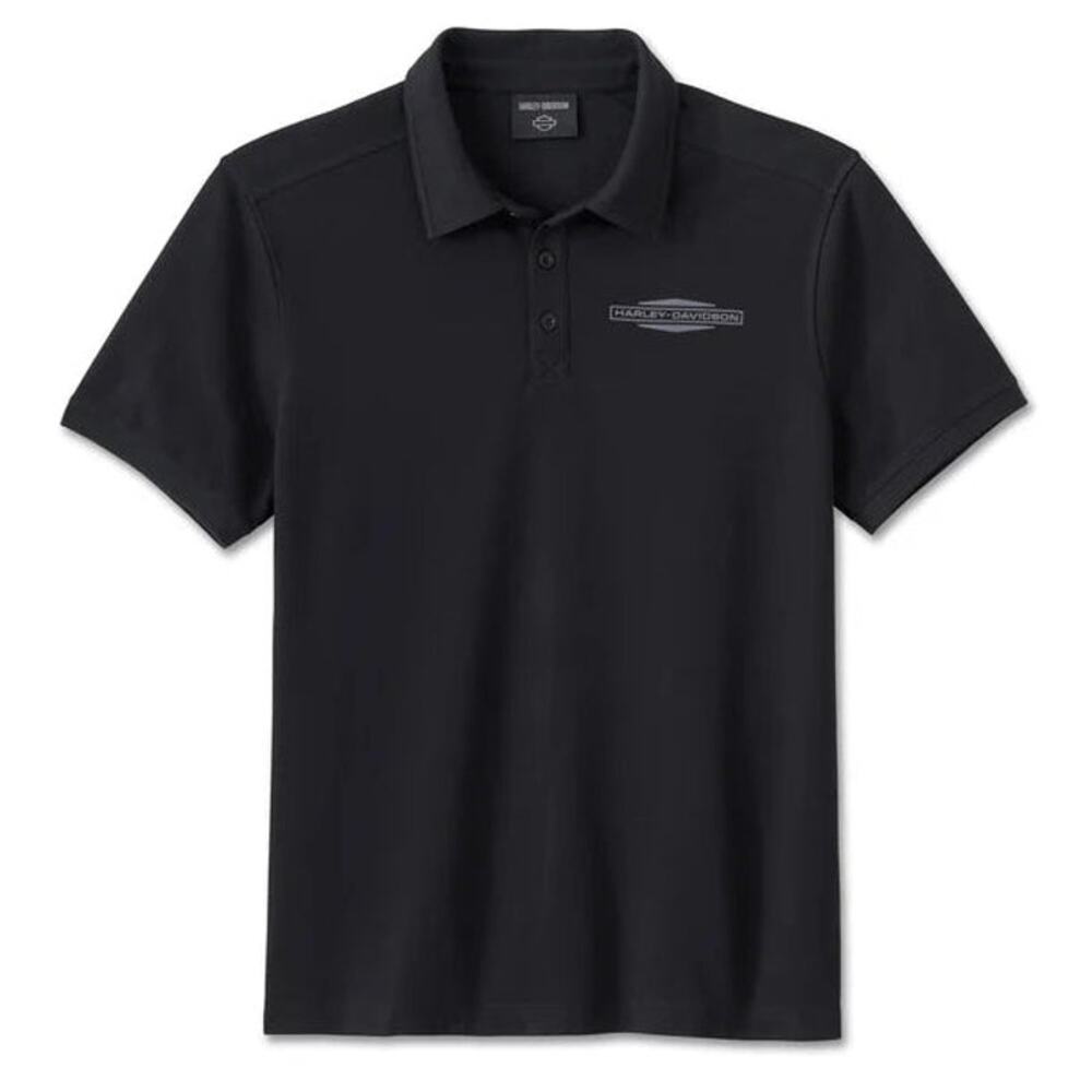 NWT Harley Davidson Men's Stacked Bar & Shield Polo in Black size Large